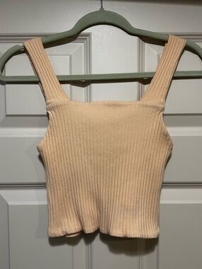 American Eagle Cropped Tank Top Medium Ribbed Wide Strap